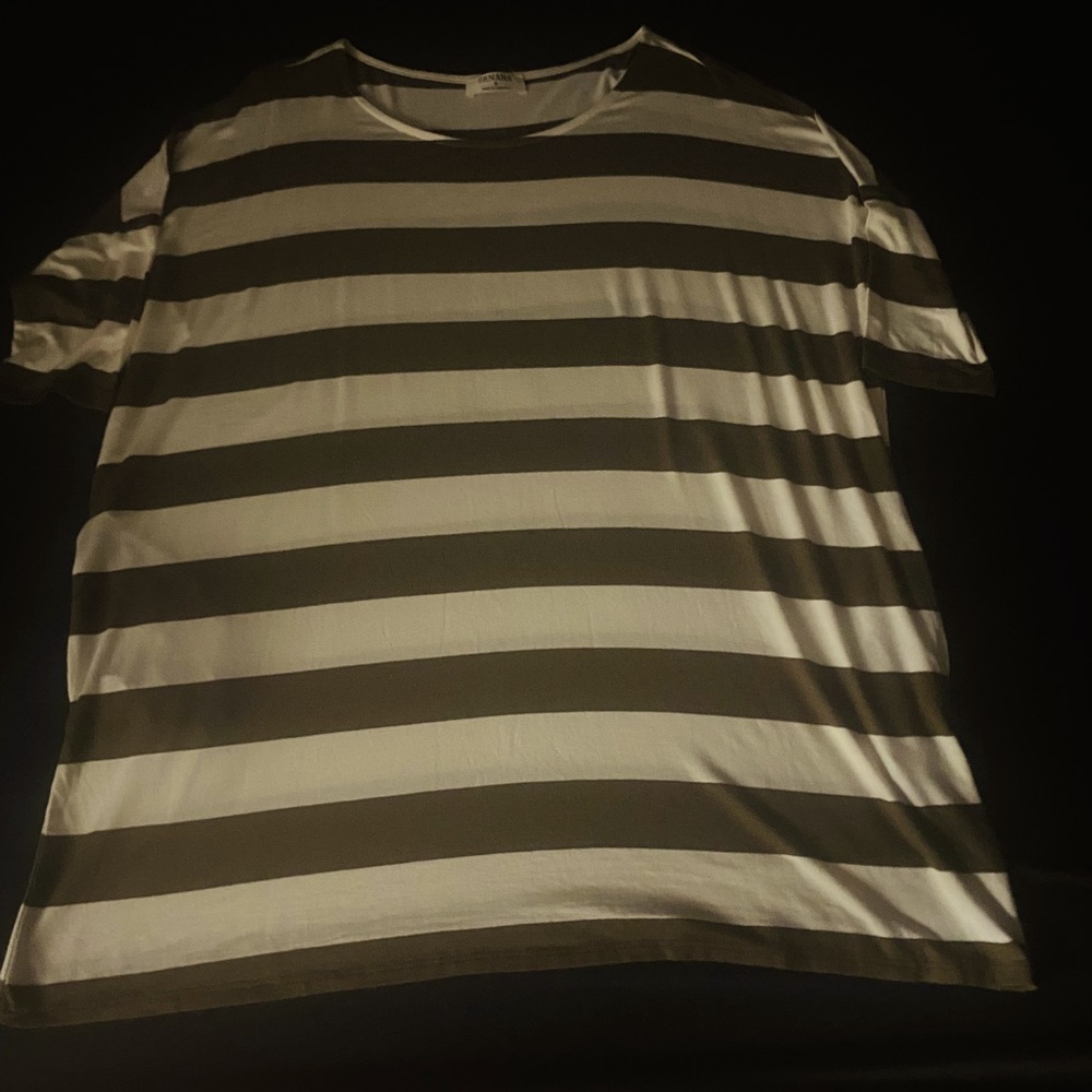 Xenana long short sleeved soft green and white striped top. New